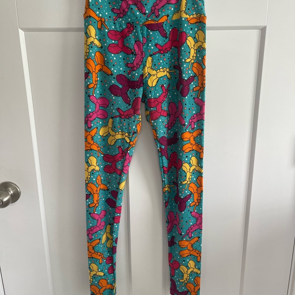 LuLaRoe Vibrant Blue and Pink Leggings
